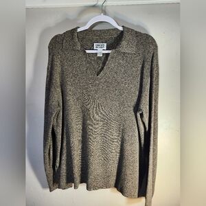 Chico's Taupe Knit V-neck Linen & Cotton Blend Pullover Sz 3/Xl